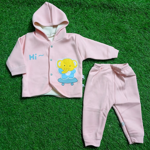 2 Pieces - Hooded Set - Pink