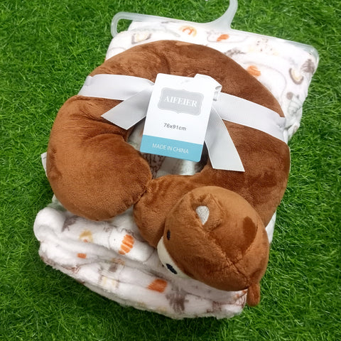 Imported Super Soft Baby Blanket with Neck Pillow