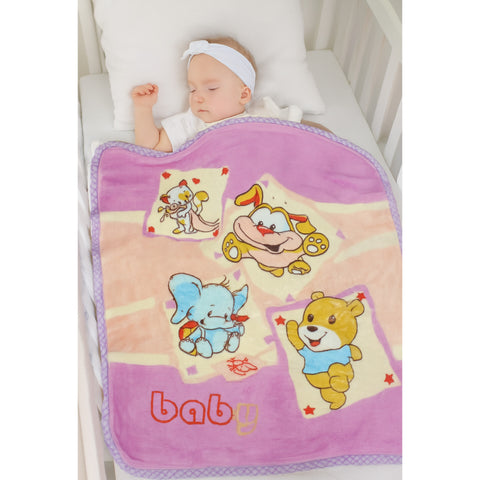Baby Blanket - Pink - Cartoon