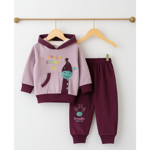 Winter - Hoodie & Trouser - Giraffe Purple