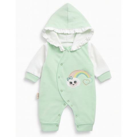 Winter - Hoodie Baby Romper - Green Rainbow