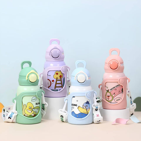 Cute Cartoon Bottle with Straw -  500ML