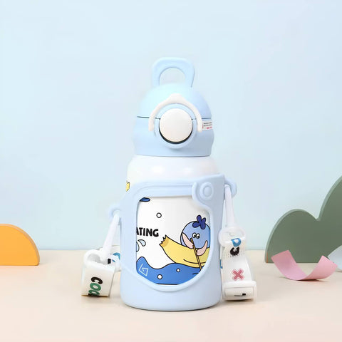 Cute Cartoon Bottle with Straw -  500ML