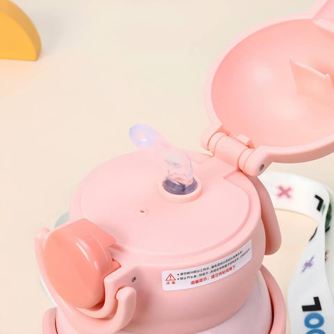 Cute Cartoon Bottle with Straw -  500ML
