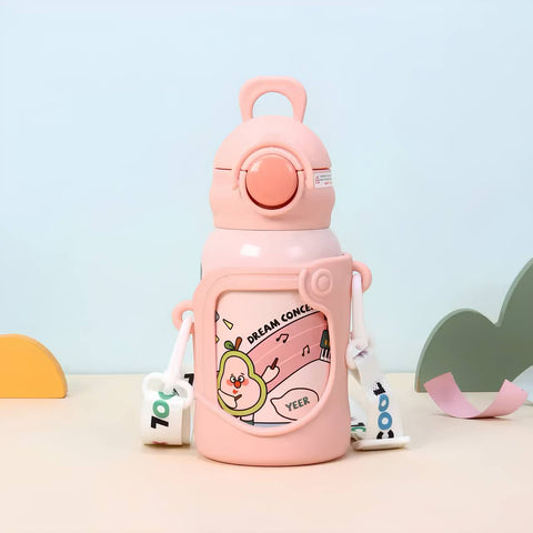 Cute Cartoon Bottle with Straw -  500ML