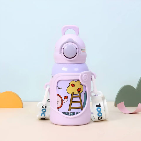 Cute Cartoon Bottle with Straw -  500ML