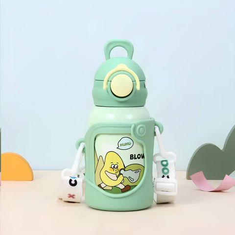 Cute Cartoon Bottle with Straw -  500ML