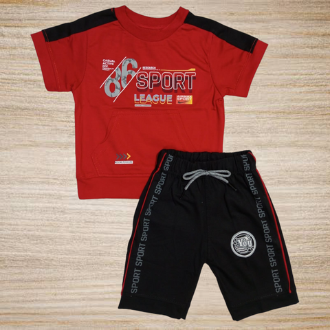 SB - T.Shirt & Short - Red - TS2442