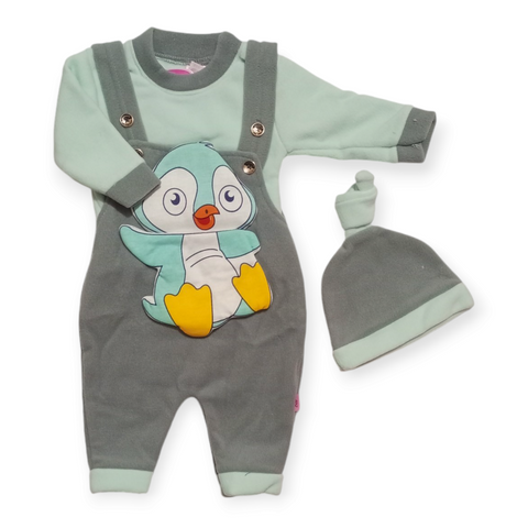 SB - Baby Romper with Cap - Gray