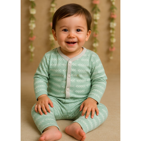 Summer Night Suit - Design 25 - Green Leaves