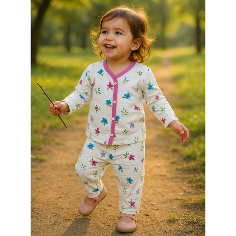 Summer Night Suit - Design 25 - Pink Flowers