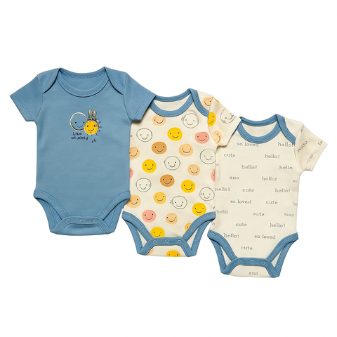 Pack of 3 Half Sleeve Bodysuits - Smiley