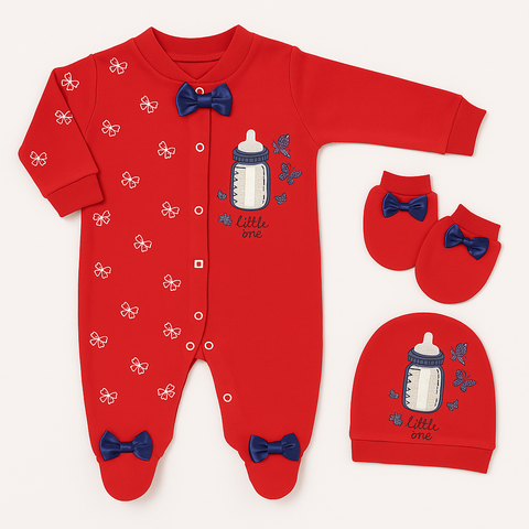 3 Pieces Baby Gift Set - Red Design