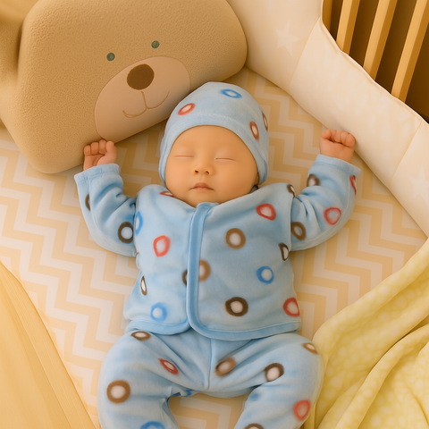 Winter Night Suit With Cap - Alphabet Blue