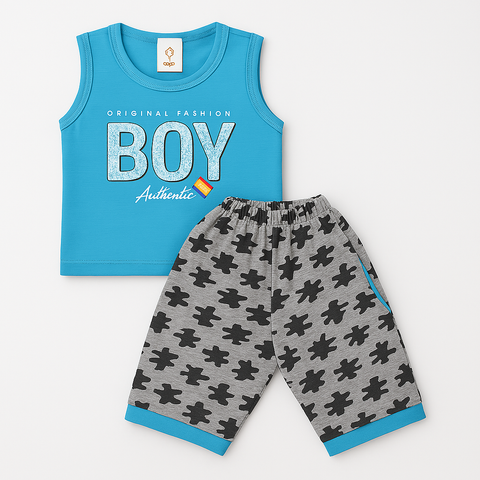 Sleeveless Shirt & Short - Boy - Blue