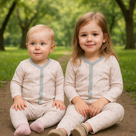 Summer Night Suit - Design 25 - Pink Stars