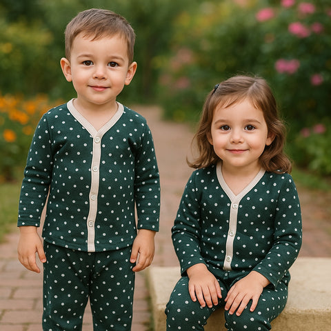 Summer Night Suit - Design 25 - White Dots