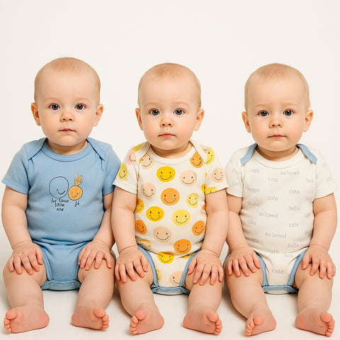 Pack of 3 Long Sleeve Bodysuits - Smiley