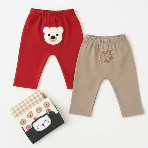 Pack Of 5 Trousers - Red - Design 2506