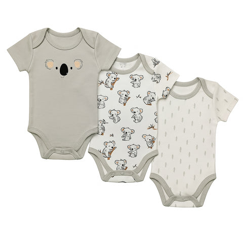 Pack of 3 Half Sleeve Bodysuits - Gray