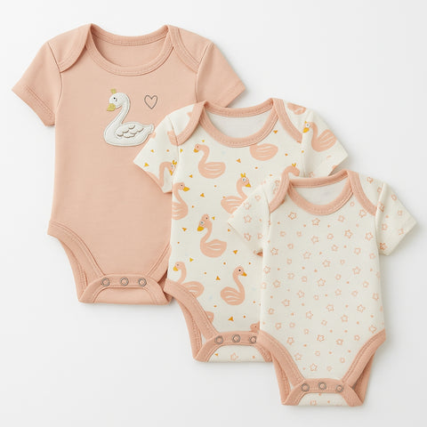Pack of 3 Half Sleeve Bodysuits - Peach
