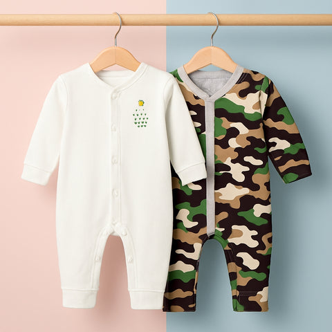 Pack of 2 Baby Rompers - 25 - Army Print
