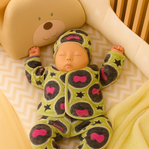 Winter Night Suit With Cap - Stars Yellow