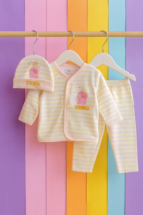 Shirt & Trouser with Cap - Peach Lining