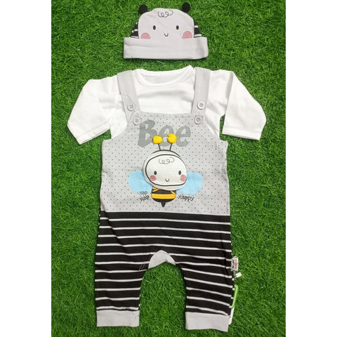 Romper with Cap - Bee Gray