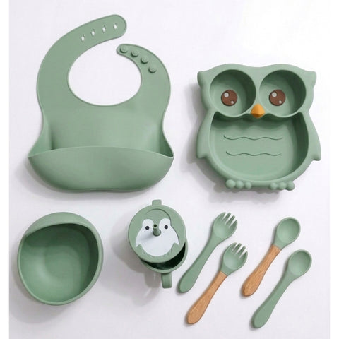 8 Pieces - Silicon Feeding Set - Light Green