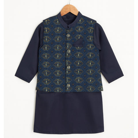 3 Pieces - Kameez Shalwar with Embroidered Waistcoat - K1