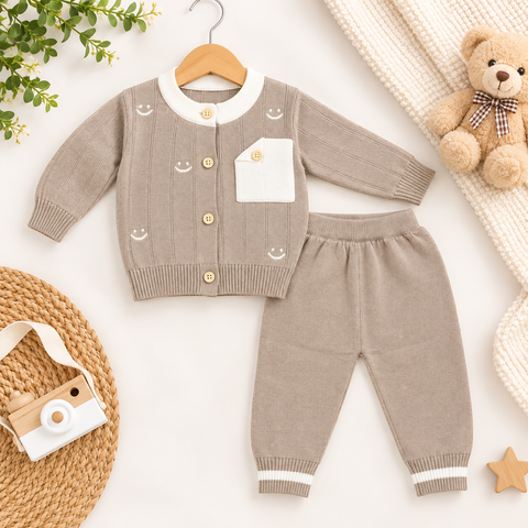 Imported - Woolen Suit - Light Brown Smiley