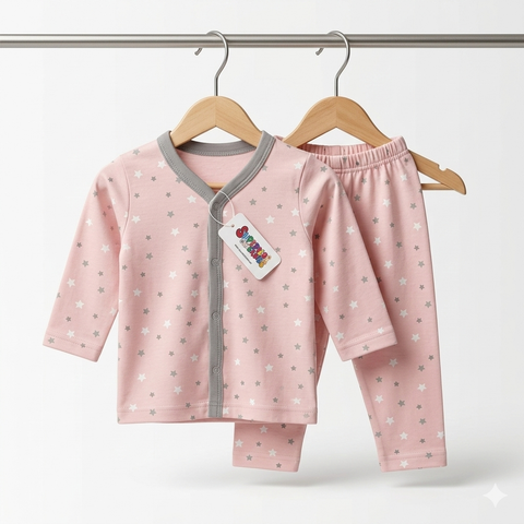 Summer Night Suit - Design 25 - Pink Stars