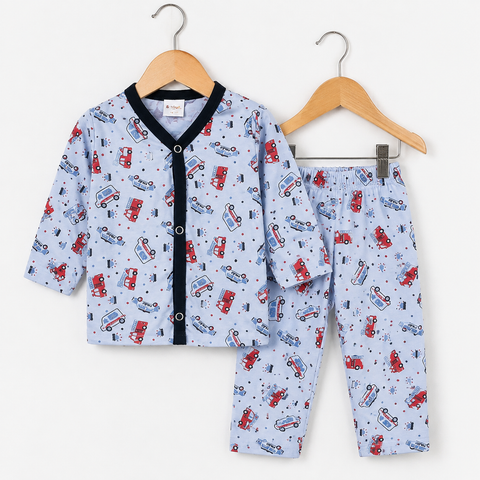 Summer Night Suit - Design 26 - Purple Police Cars