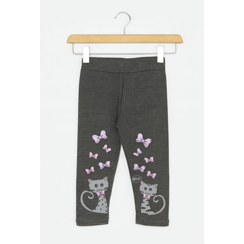 Girls Tight - Cat & Bow - Gray
