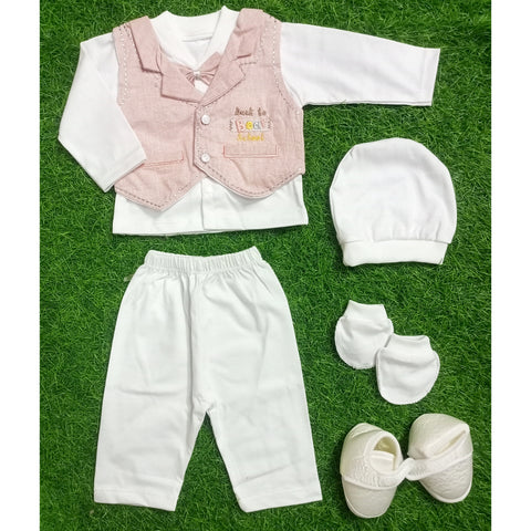 Newborn Baby 5 Pieces Gift Set - Back To School Pink