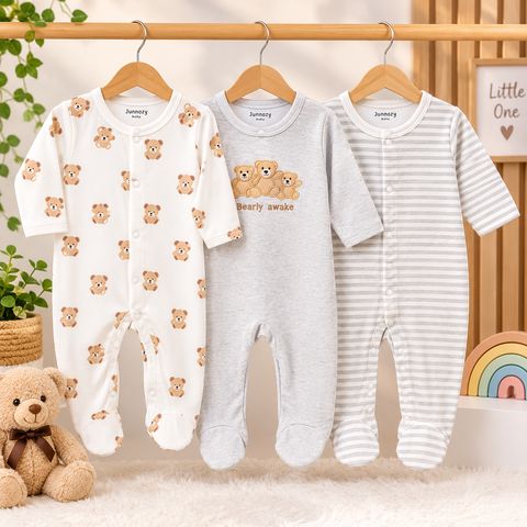 Pack of 3 Sleep Suits - Gray