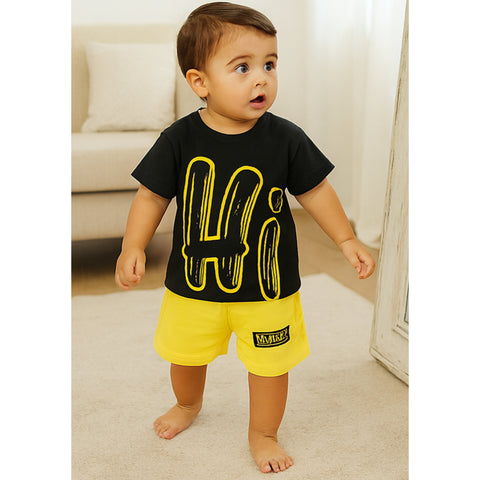 T-Shirt With Short  - Black