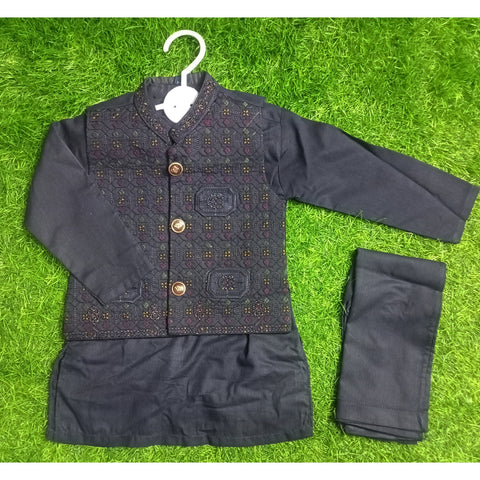 3 Pieces - Kameez Shalwar with Embroidered Waistcoat - K32