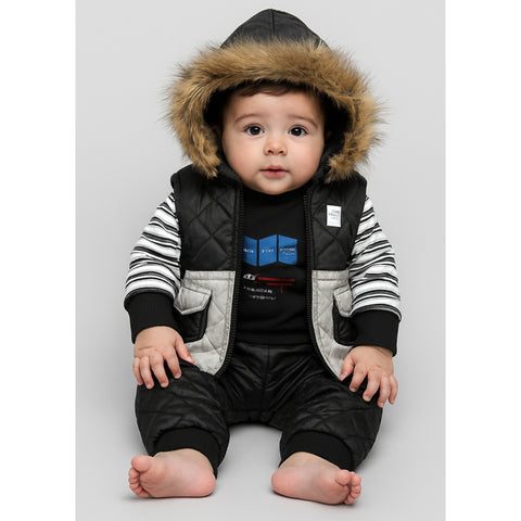 Winter - 3 Pieces Baby Suit - Black