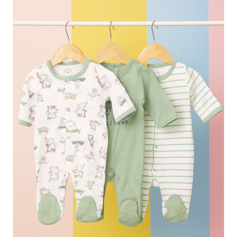 Pack of 3 Sleep Suits - Green - SBP16