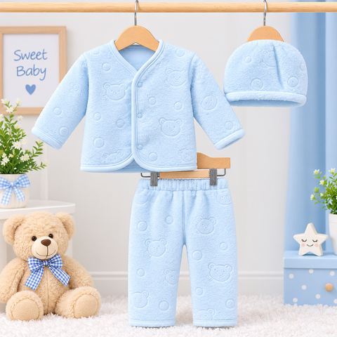 Winter Night Suit With Cap - Blue