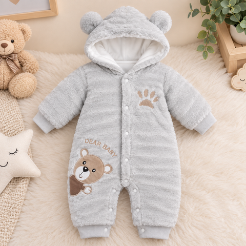 Hooded Baby Romper - Little Born - Gray