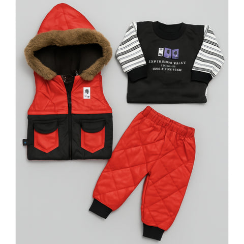 Winter - 3 Pieces Baby Suit - Red