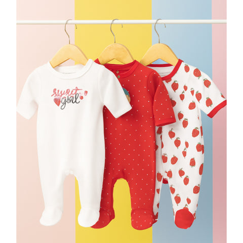 Pack of 3 Sleep Suits - Red - SBP17