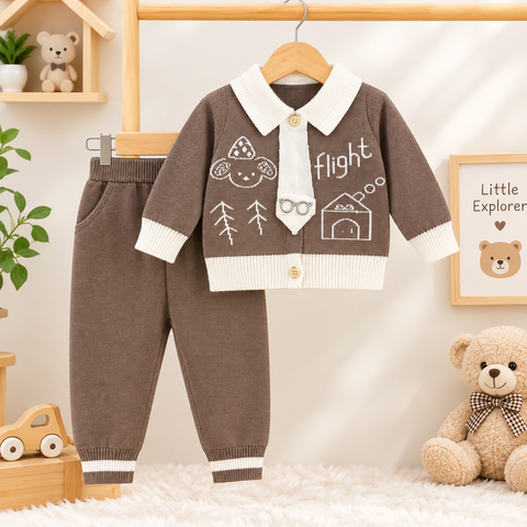 Imported - Woolen Suit - Brown Cartoon