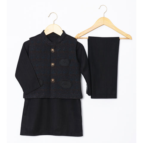 3 Pieces - Kameez Shalwar with Embroidered Waistcoat - K29