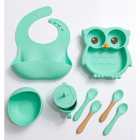 8 Pieces - Silicon Feeding Set - Green