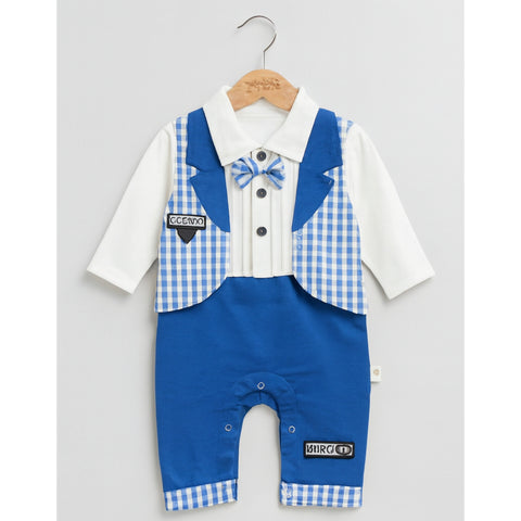 Baby Romper - Blue Checked