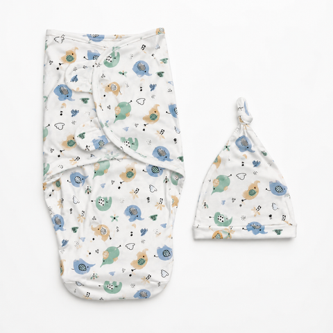 Swaddle with Cap - Elephant - Design S05